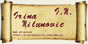 Irina Milunović vizit kartica